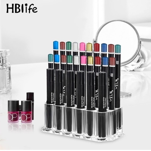 Hblife Clear Acrylic Makeup Eyeliner Lip Liner Holder Organizer 26 Slots - Picture 5 of 7